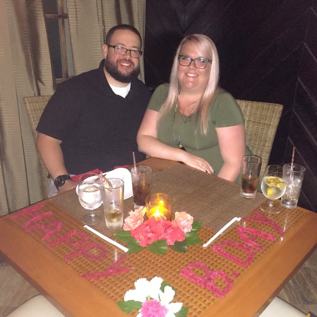 Stephen's birthday in Jamaica was really special. The resort had this table decorated for him when we went to dinner that night.