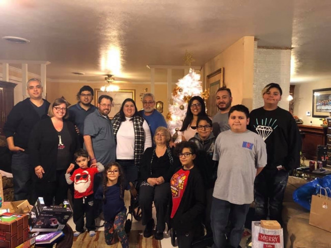 Amanda's family. Nana and Papa are in the center surrounded by kids and grandkids.