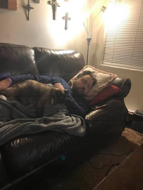 Diamond loves to cuddle. If you lay down, she will sneak up like a ninja.
