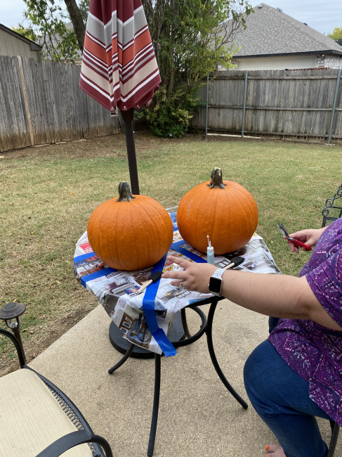 Every year right before Halloween we set up outside and carve and/or paint pumpkins