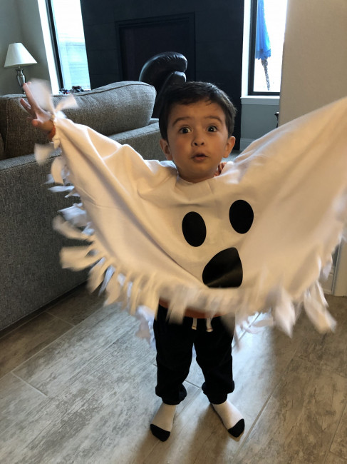 Boo! Conner was a ghost for Halloween this year.