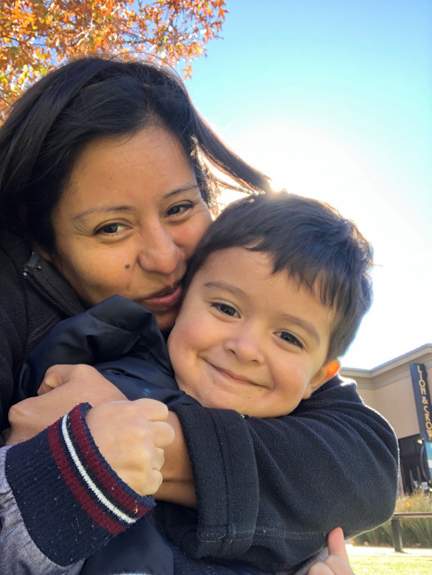 Conner with his nanny that has been with us since before he was born. When he isn't in preschool, she is his partner in crime.