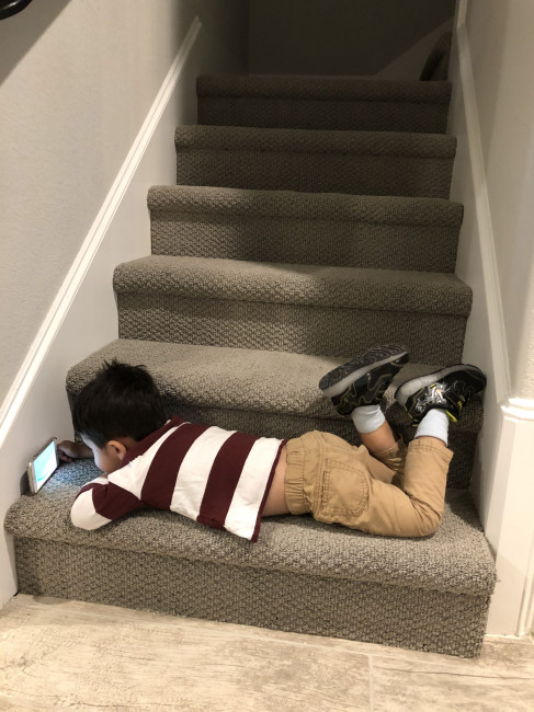 Conner decided that he had enough Thanksgiving cheer and found a quiet spot for some videos.