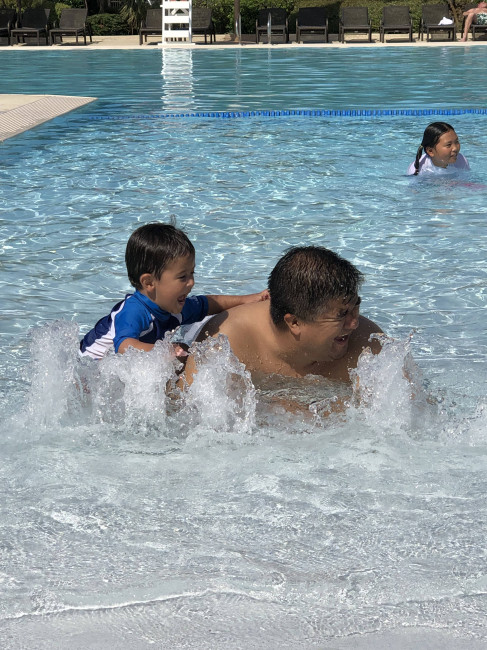 Conner and Jeff sun splashing!