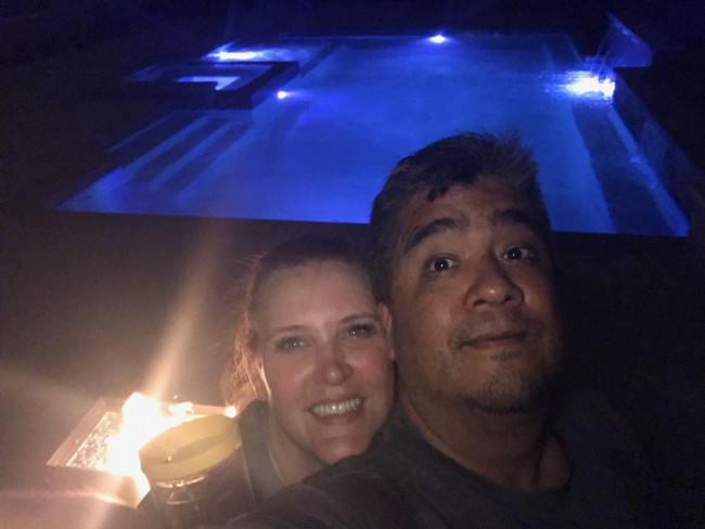 Jeff and Tracie making memories by the fire pit.