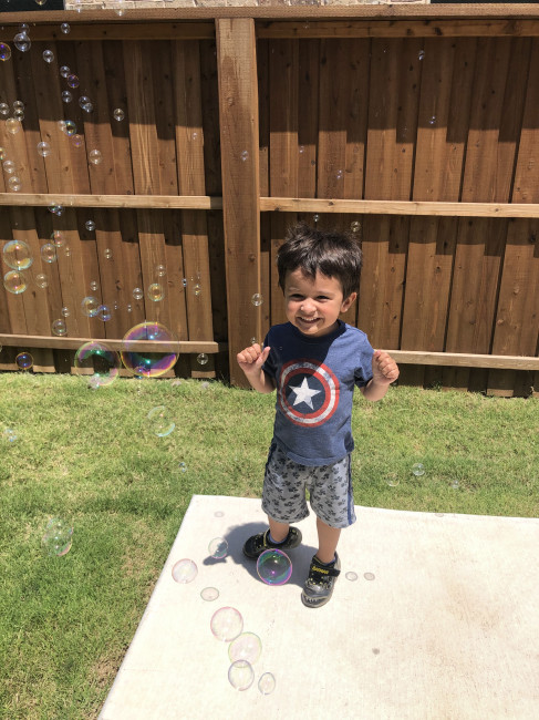 Conner loves bubbles! We have contests to see who can pop the most bubbles.