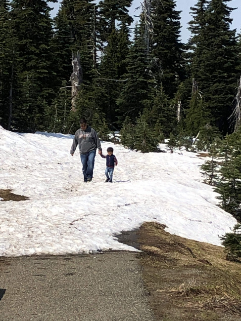 Jeff showing Conner snow for the first time on Hurricane Ridge.