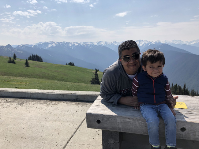 Jeff and Conner taking in the sights of Hurricane Ridge.
