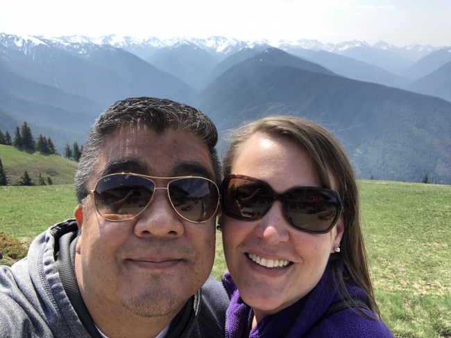Tracie and Jeff with Hurricane Ridge behind us.