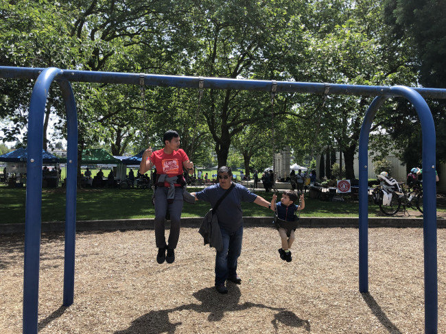Jeff pushing both Conner and Uncle Romi!