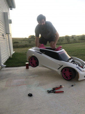 Ryan loves to work on cars and trucks. He even suped-up our kids play car to make it go faster so they could do burnouts. LOL