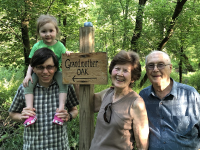 We love going hiking with Grandma and Grandpa out to Grandmother Oak Tree.