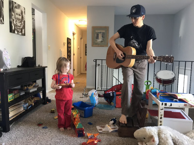 We love to play music together! We go to music class once a week.