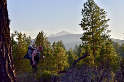 We enjoy hiking/walking in nature. Finn comes along for the ride.