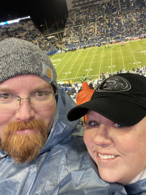 We love & support many college and NFL football teams. (Tracy says,