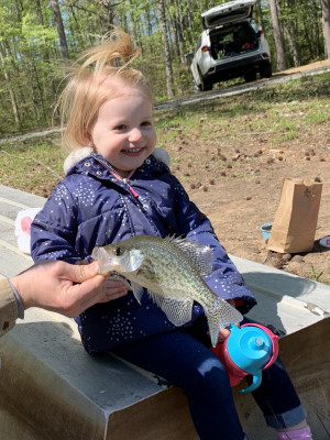 We love new adventures. Anna likes to fish while Jared is in charge of adding the worms and removing the fish!