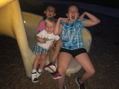 We live next door to a park and love to play there.