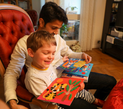 We love seeing our nieces and nephews. Here is Dev helping our nephew with a game.