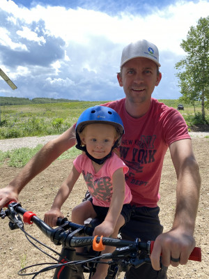 Before kids, Bryce and I went mountain biking often. Our rides have changed a bit since then, but the kids seem to enjoy it as much as we do.